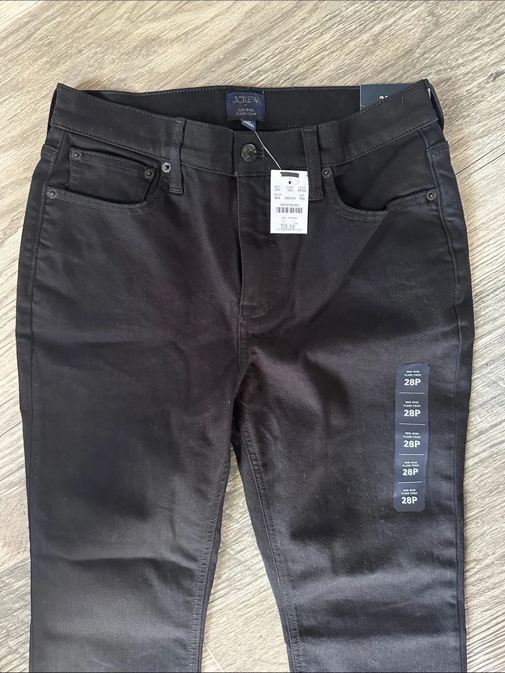 J Crew NWT mid-rise‎ flare crop all day stretch black womens  size 28P